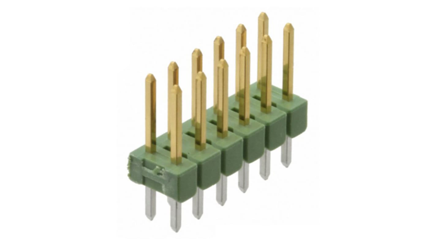 TE Connectivity AMPMODU MOD II Series Straight Through Hole Pin Header, 12 Contact(s), 2.54mm Pitch, 2 Row(s),