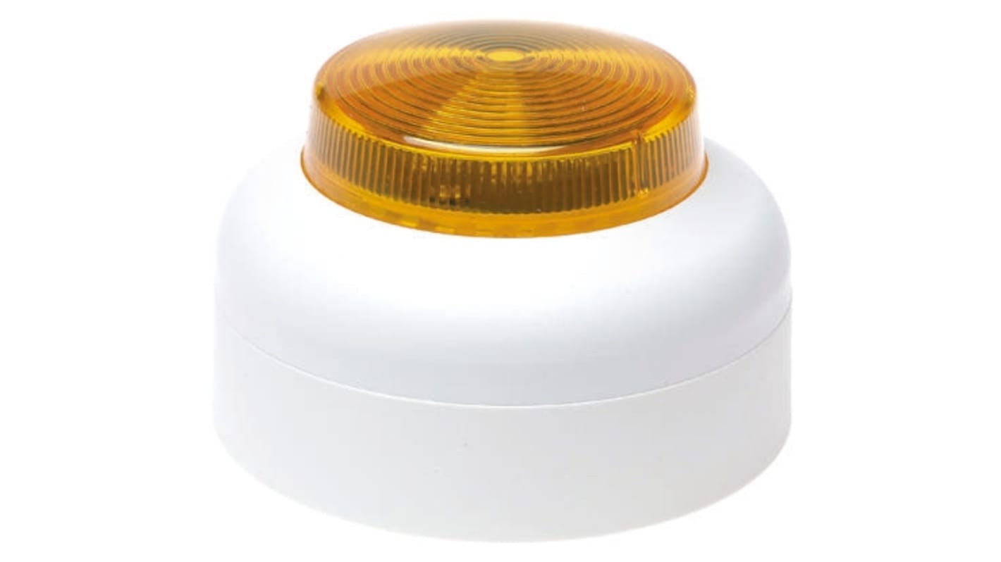 Cranford Controls 琥珀色闪光LED警示灯, 白色外壳, 20 → 35 v 直流, Φ93mm底座, 表面安装