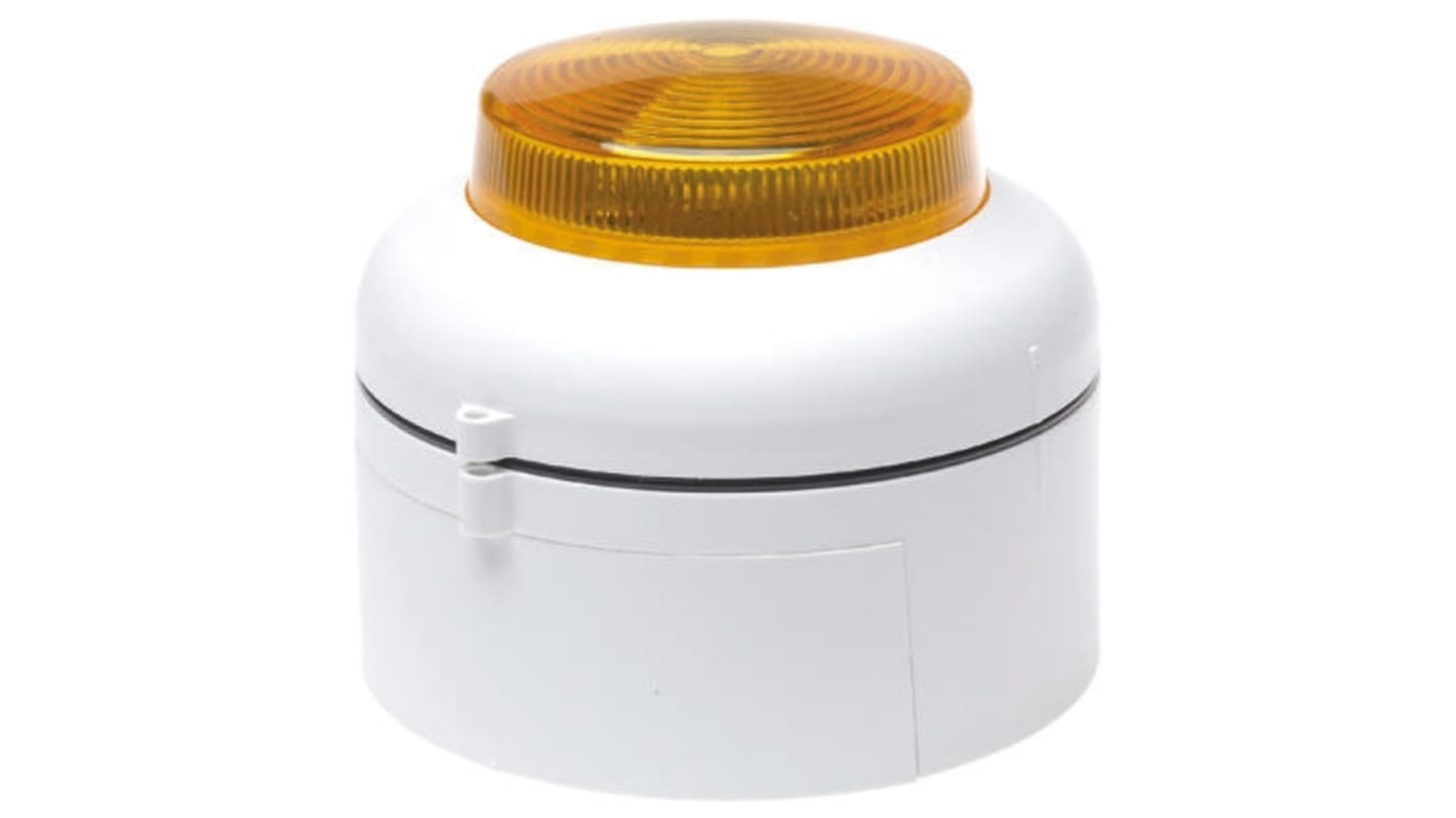 Cranford Controls 琥珀色闪光LED警示灯, 白色外壳, 20 → 35 v 直流, Φ93mm底座, 表面安装