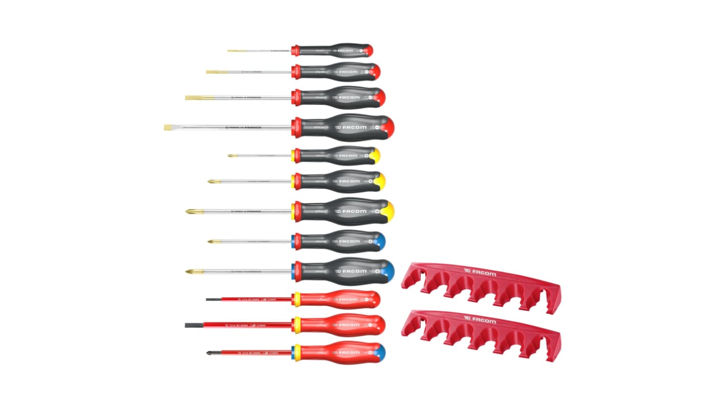 Facom Phillips; Pozidriv; Slotted Screwdriver Set, 12-Piece