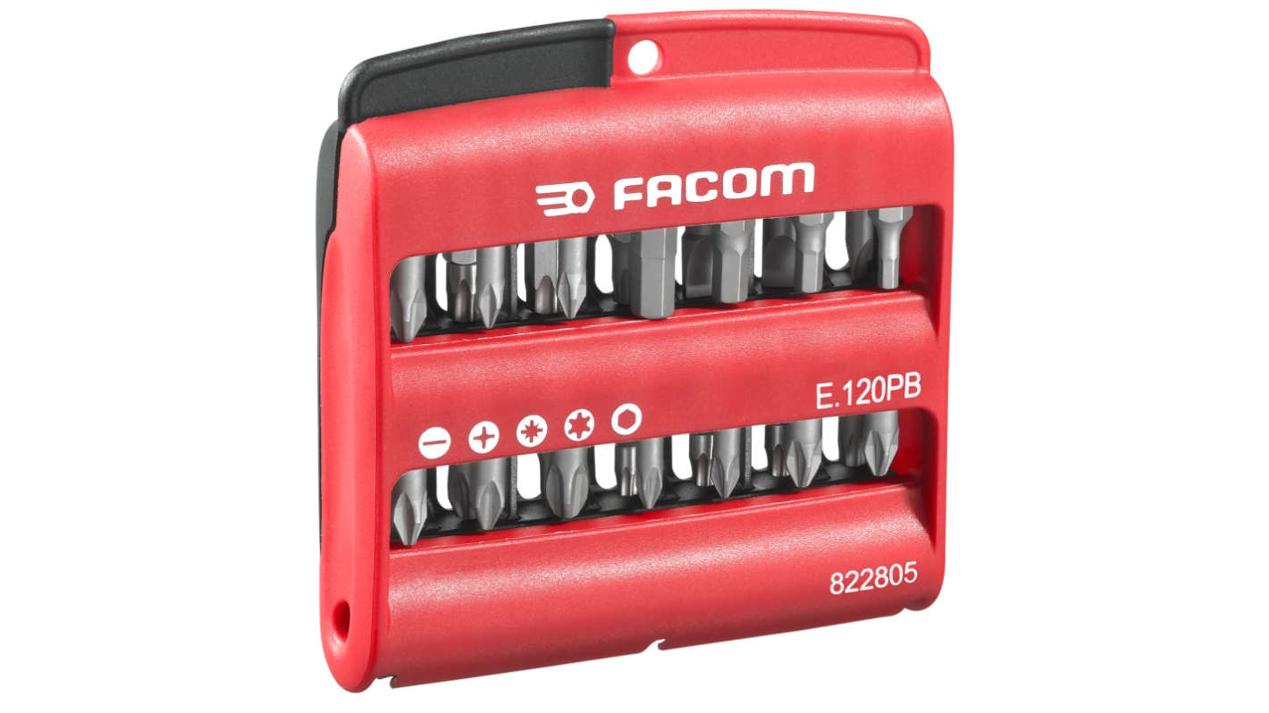 Facom ドライバビットセット 六角、プラス、Pozidriv、マイナス、Torx E.120PB