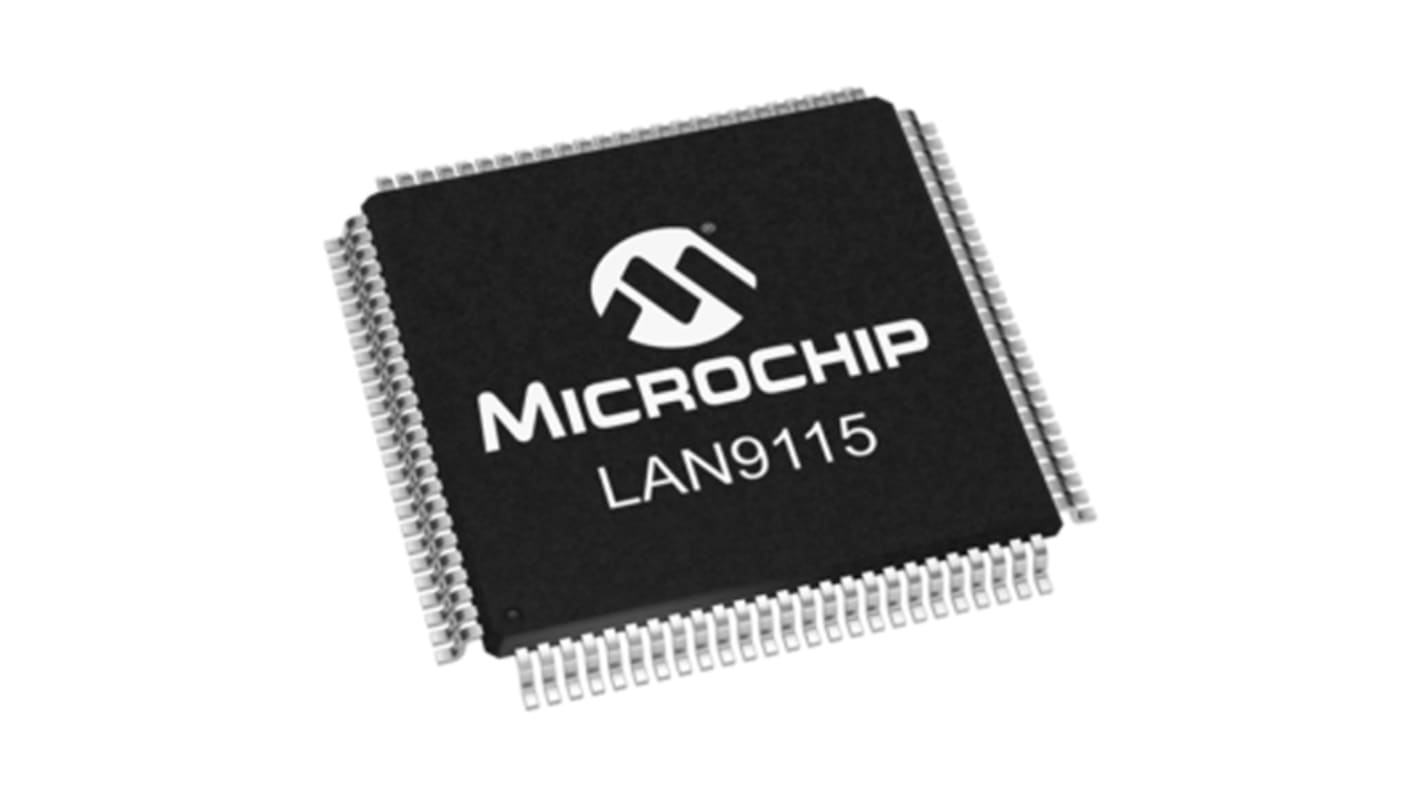 Contrôleur Ethernet, LAN9115-MT, MII, 10Mbps TQFP 3,3 V, 100 broches