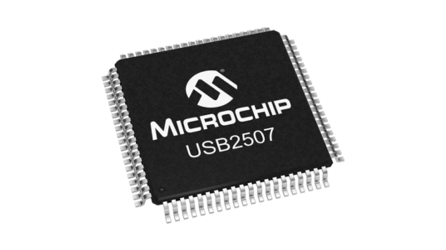 Microchip USB2507-ADT, USB Controller, 3-Channel, 480Mbps, USB 2.0, 80-Pin TQFP