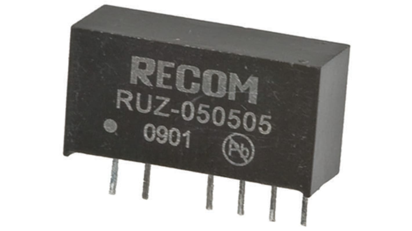 Recom RUZ DC-DC Converter, 5V dc/ 200mA Output, 4.5 → 5.5 V dc Input, 2W, Through Hole, +85°C Max Temp -40°C Min