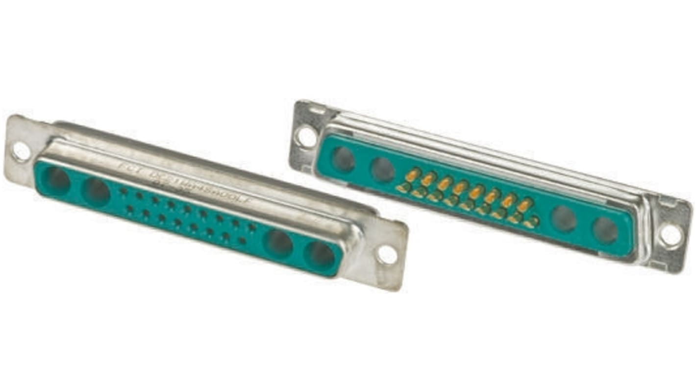 Amphenol Communications Solutions 21针混合触点D-Sub母座, 直向, 面板安装, 焊接端接, 300.0 v, DW系列