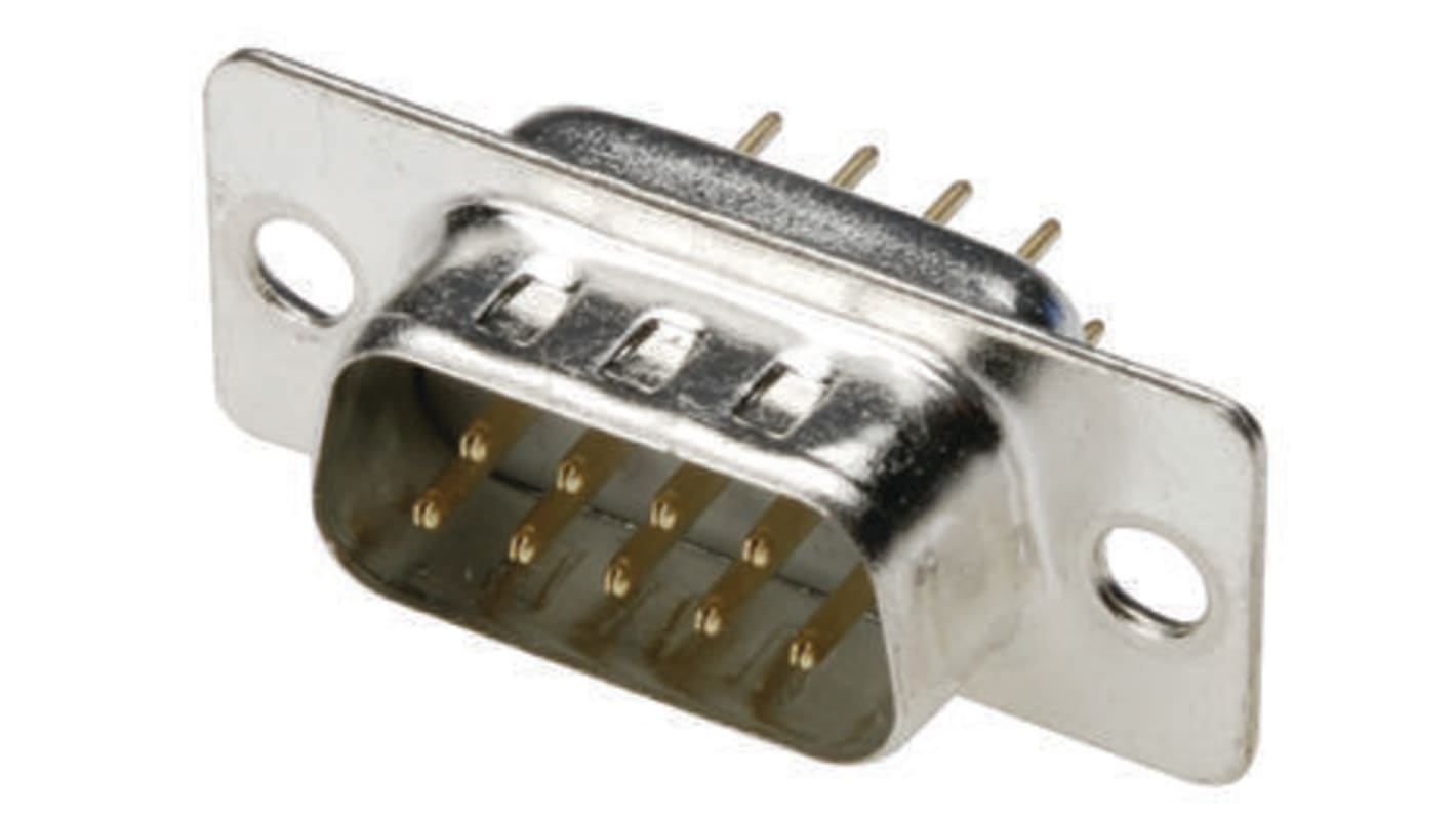 MH Connectors MHDD-M 9 Way Through Hole D-sub Connector Plug, 2.77mm Pitch