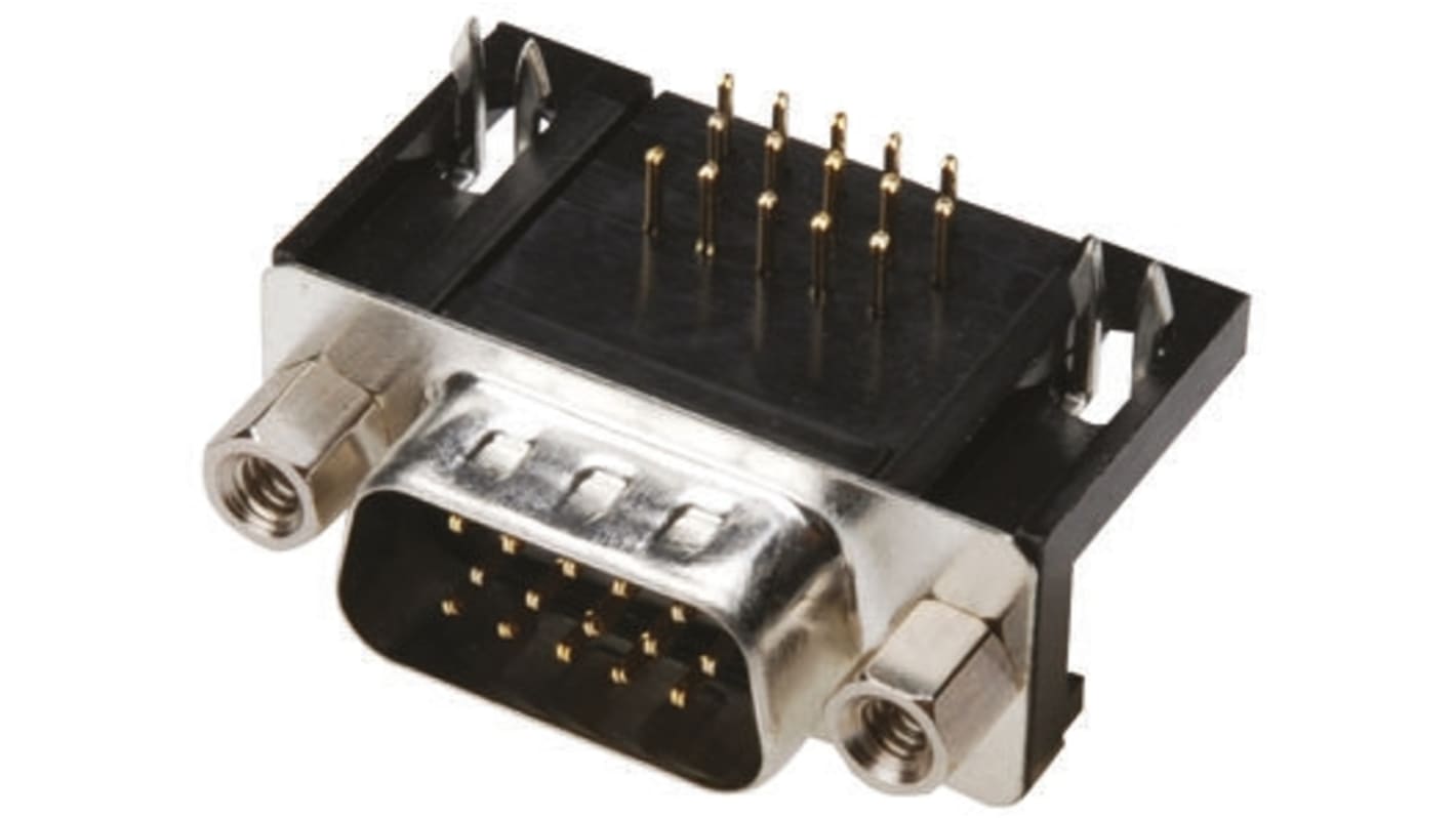 Conector D-sub ASSMANN WSW, Serie A-HDS, paso 2.29mm, Ángulo de 90° , Montaje en orificio pasante, Macho, 3A