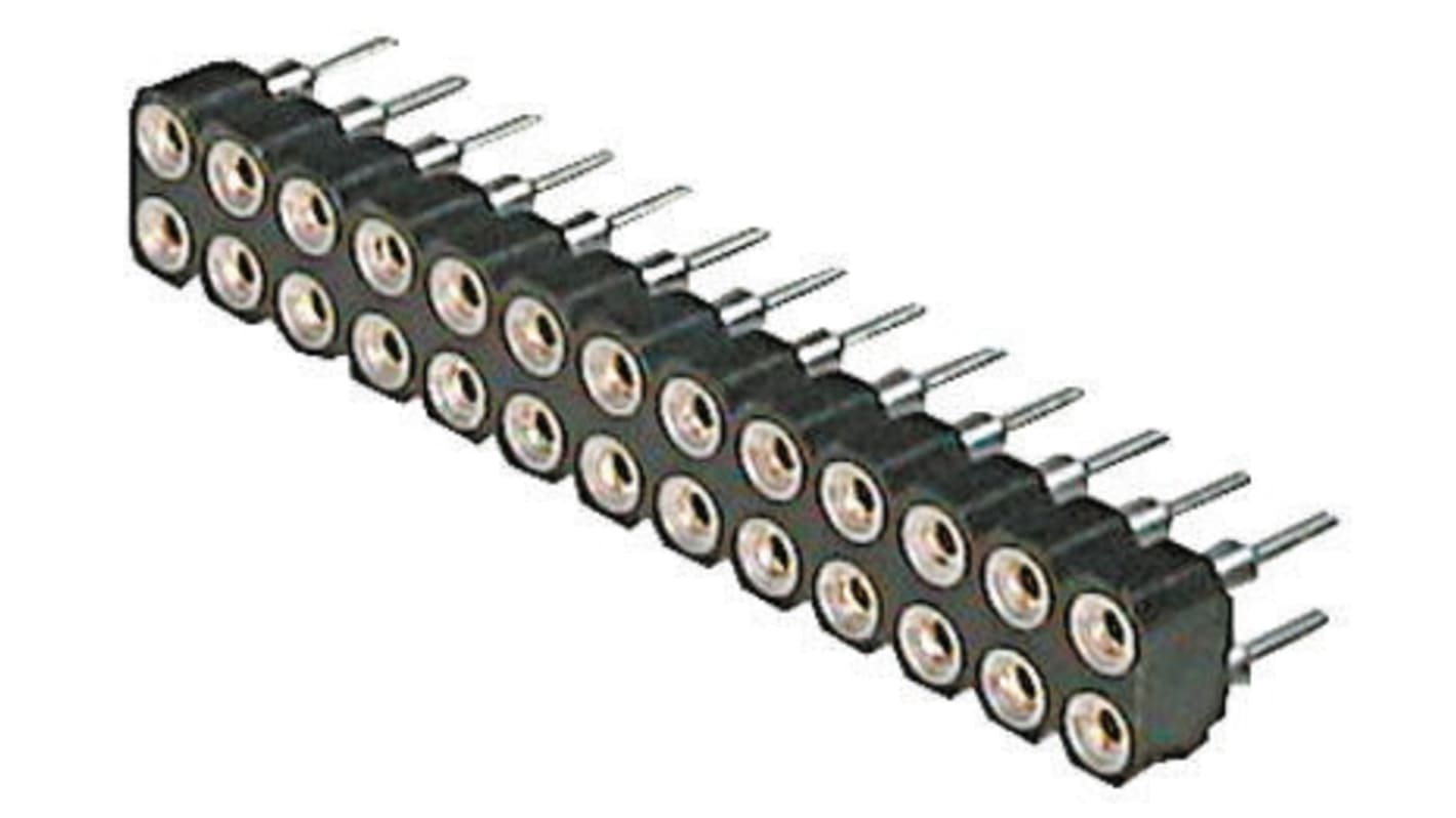 ASSMANN WSW 基板接続用ソケット, 20 Pin 2 列 2.54mm ピッチ スルーホール実装