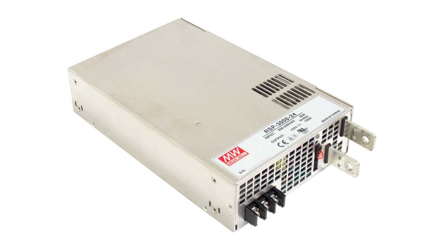 MEAN WELL Switching Power Supply, RSP-3000-48, 48V dc, 62.5A, 3kW, 1 Output, 180 → 264 V ac, 254 → 370 V