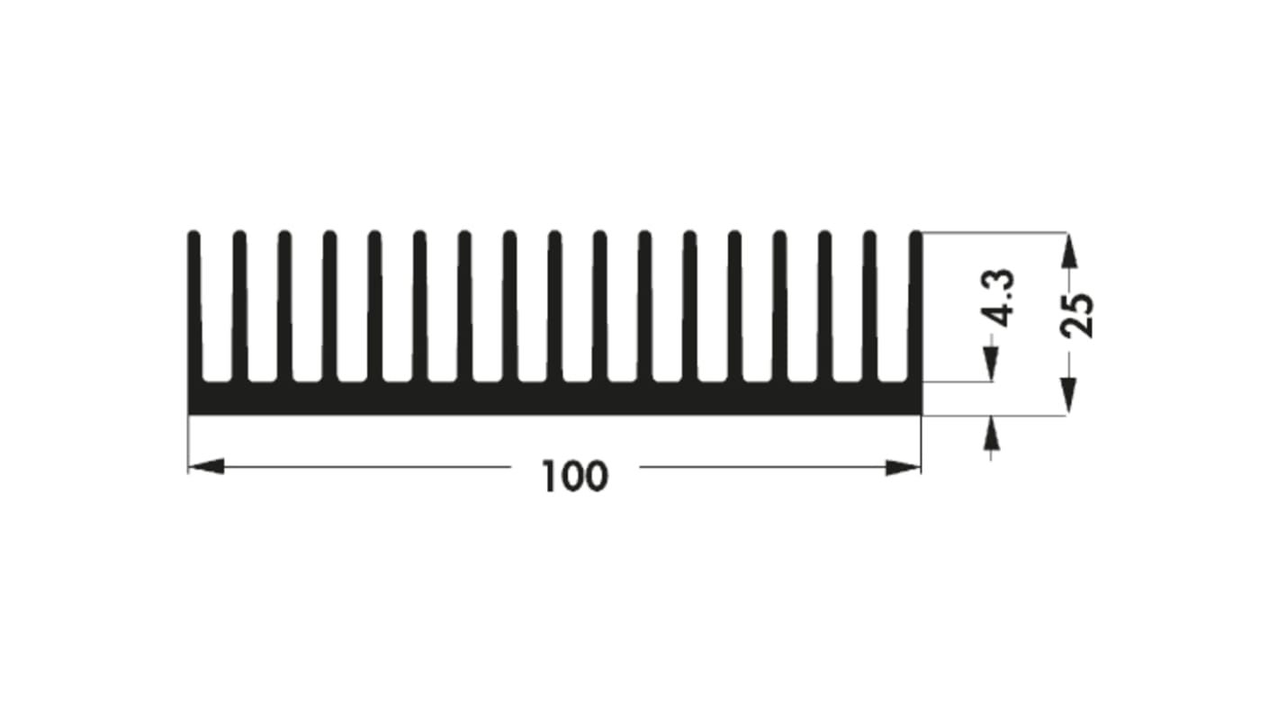 Fischer Elektronik Heatsink, Universal Square Alu, 2K/W, 100 x 100 x 25mm