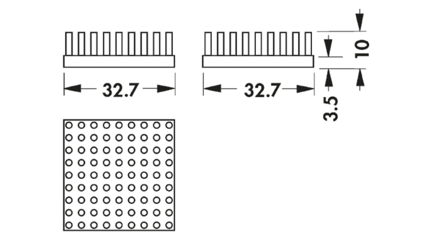 Fischer Elektronik Heatsink, Universal Square Alu, 5.4K/W, 32.7 x 32.7 x 10mm, Adhesive Foil, Conductive Foil