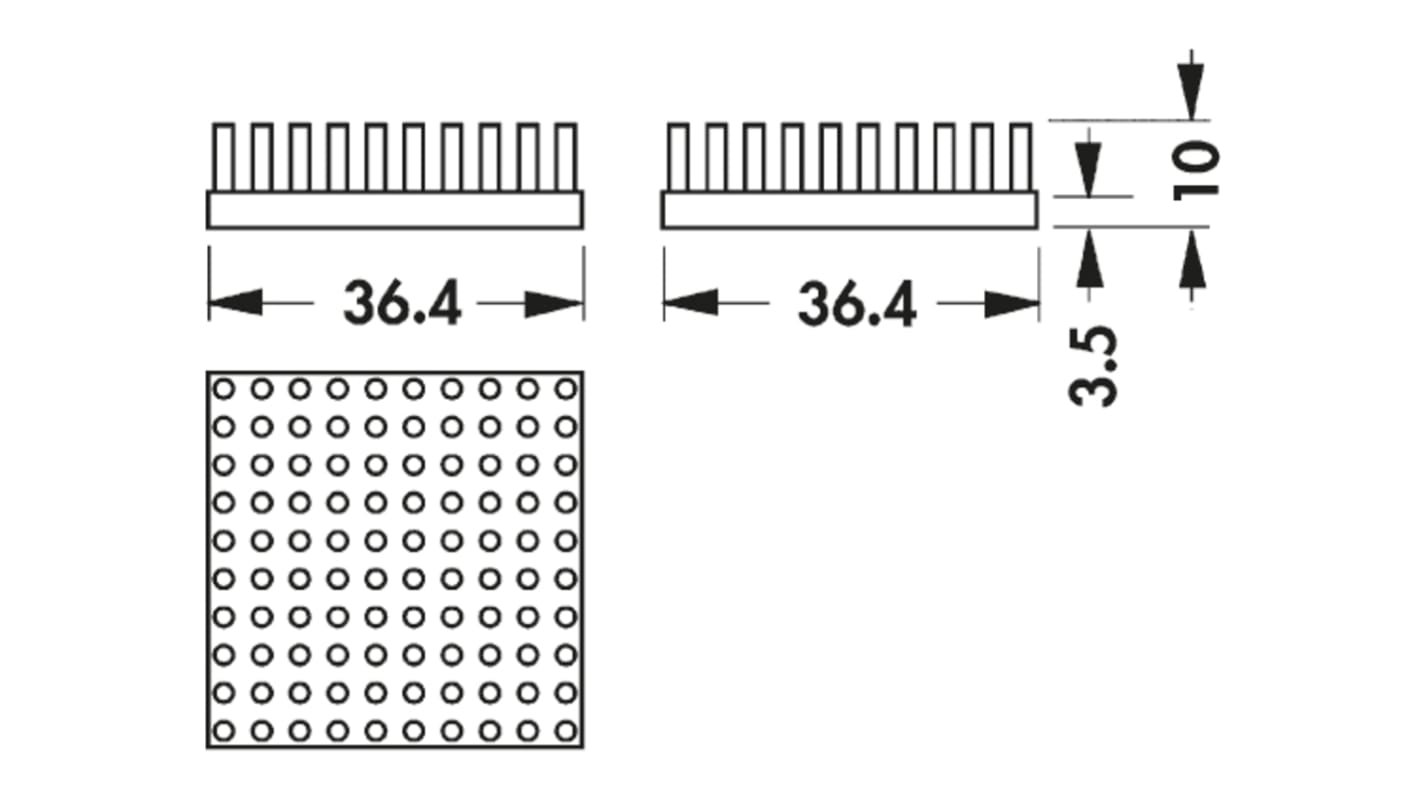 Fischer Elektronik Heatsink, Universal Square Alu, 4.7K/W, 36.4 x 36.4 x 10mm, Adhesive Foil, Conductive Foil