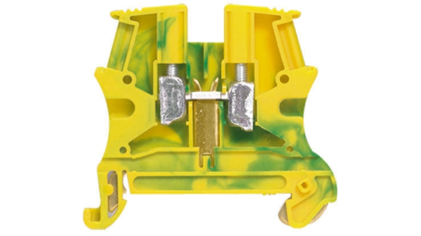 Legrand 371 Series Green/Yellow DIN Rail Terminal Block, 10mm², Single-Level, Screw Termination