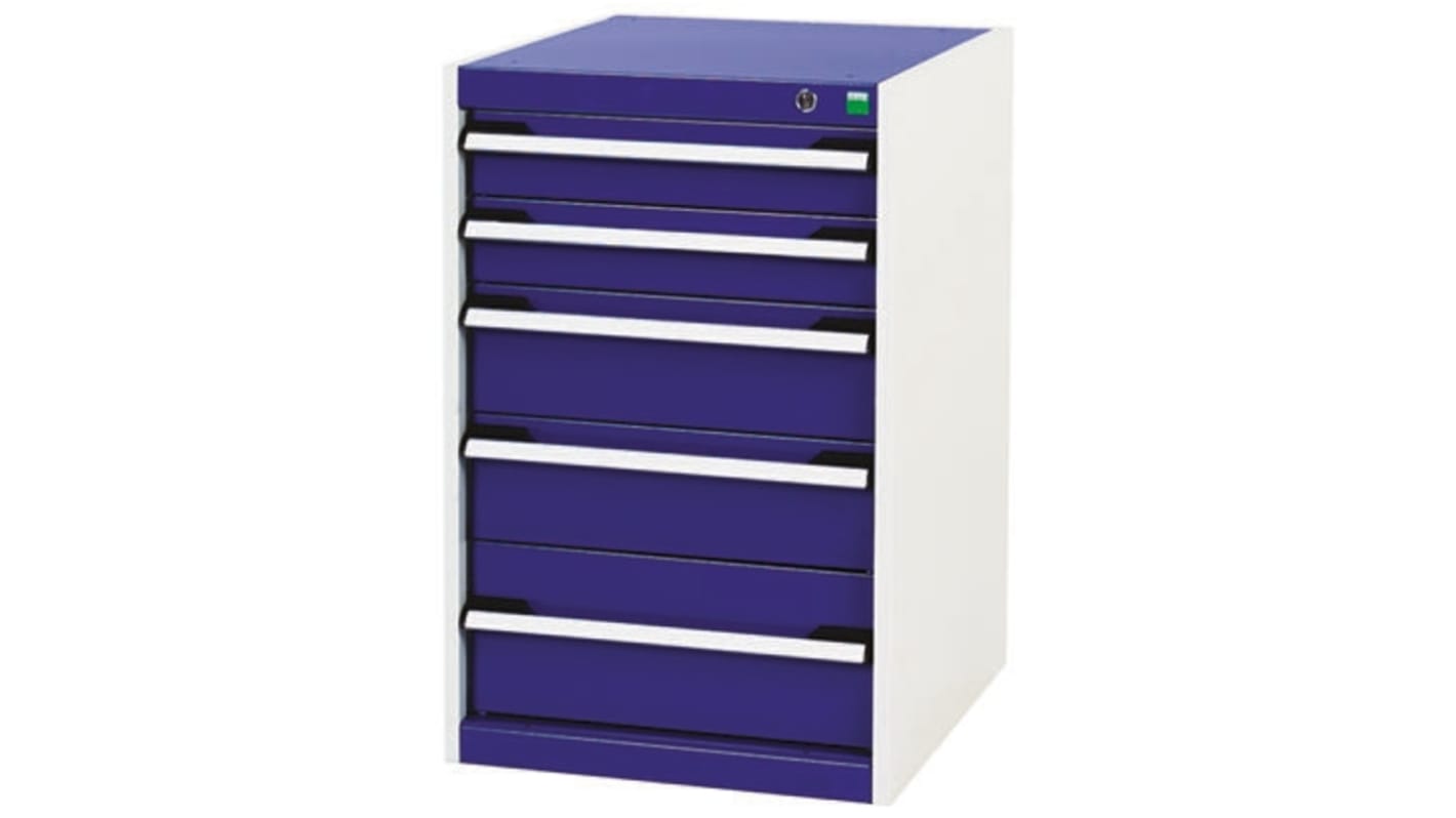Bott 5 Drawer Storage Unit, Steel, 800mm x 525mm x 650mm, Blue, Grey