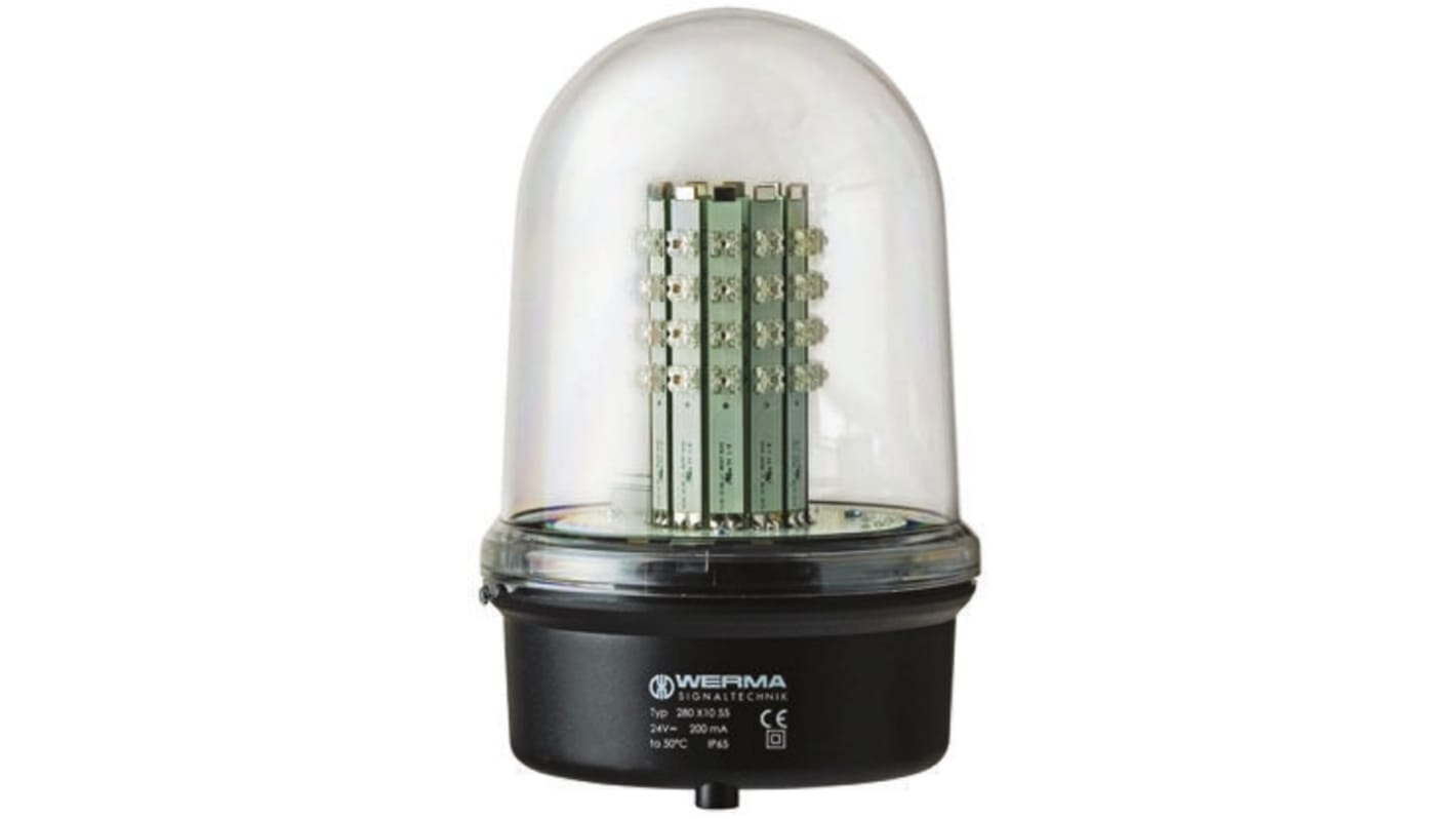 Werma 280 Series Red Steady Beacon, 12 → 50 V dc, Surface Mount, LED Bulb