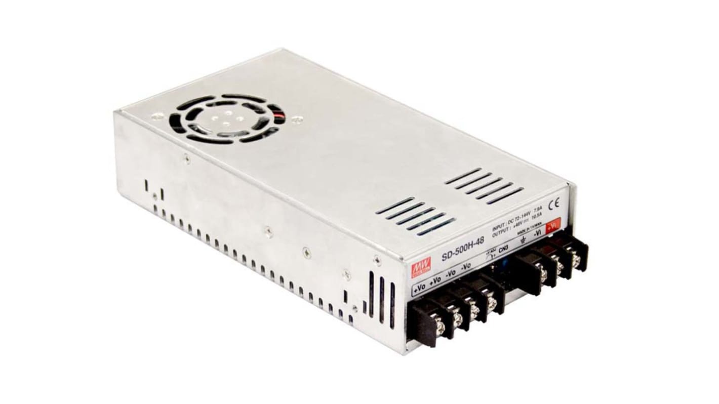 MEAN WELL DC-DC Converter, 48V dc/ 10.5A Output, 19 → 72 V dc Input, 500W, Chassis Mount, +60°C Max Temp -20°C