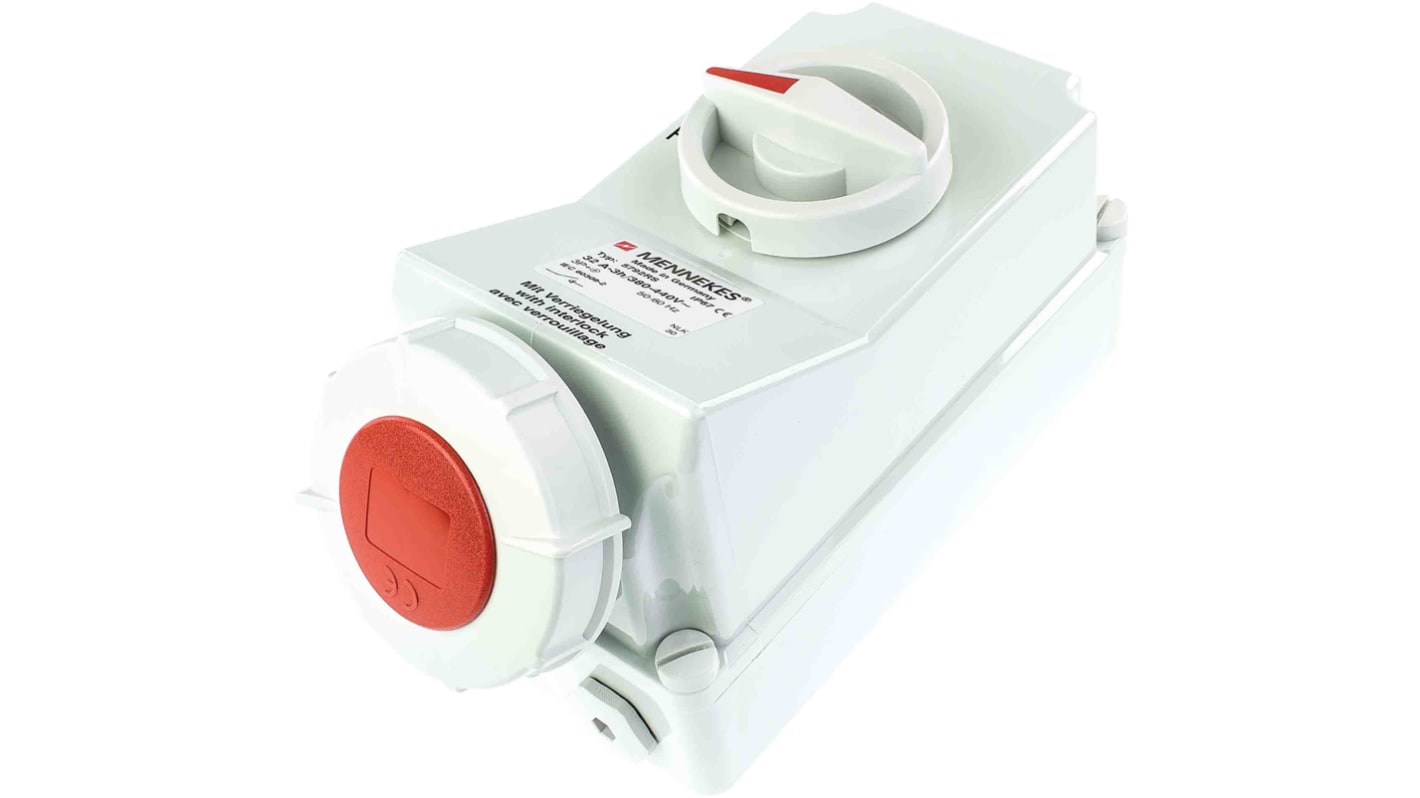 MENNEKES Switchable IP67 Industrial Interlock Socket 3PN+E, Earthing Position 6h, 125A, 400 V