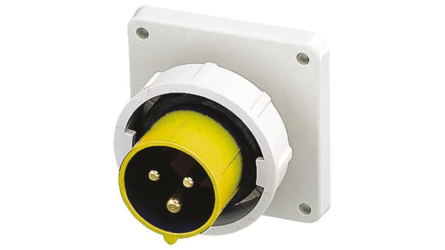 MENNEKES IP67 Yellow Panel Mount 3P IEC Connector Plug, Rated At 32A, 110 V