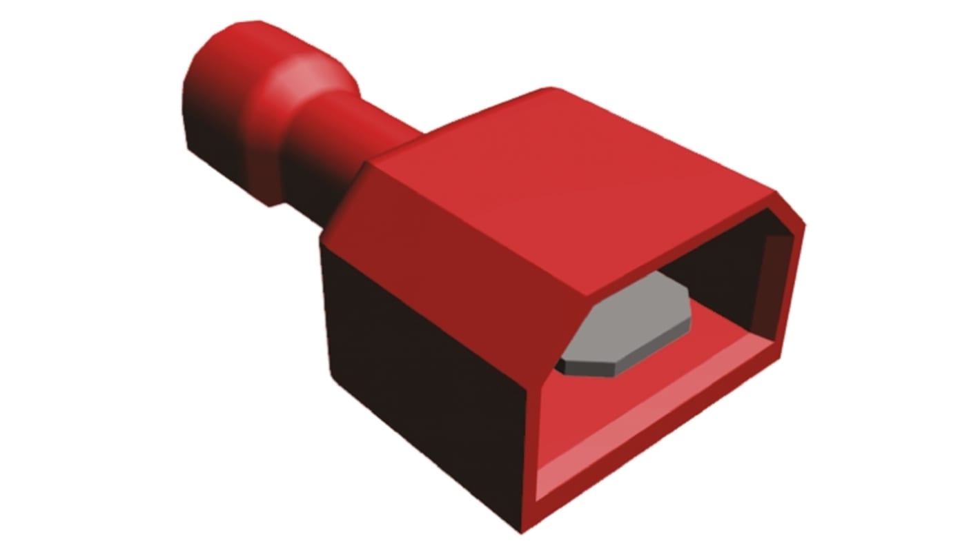 TE Connectivity Ultra-Fast .187 Red Insulated Male Spade Connector, Tab, 4.75 x 0.51mm Tab Size, 0.3mm² to 0.8mm²