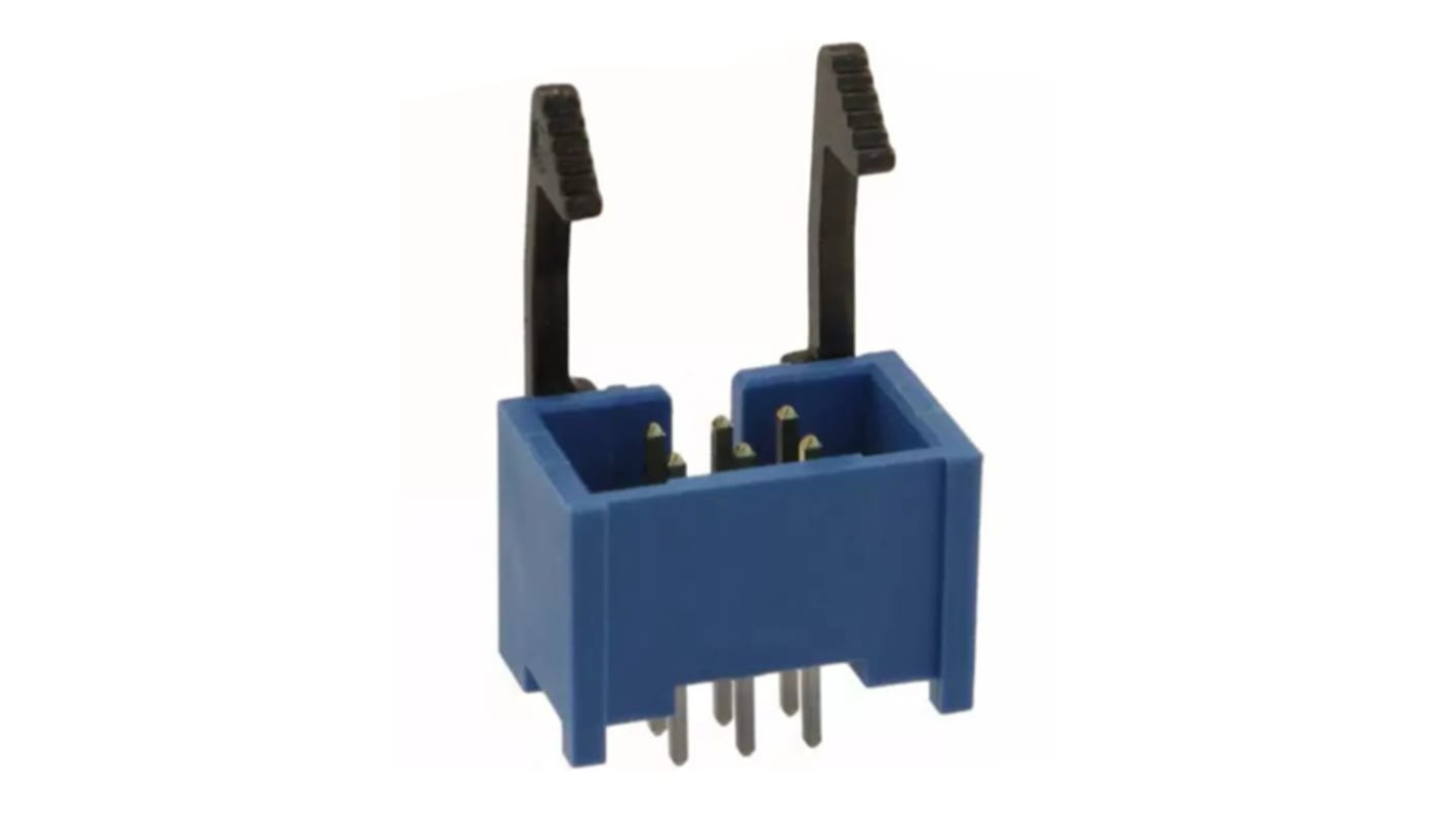 TE Connectivity AMP-LATCH Series Straight Through Hole PCB Header, 6 Contact(s), 2.54mm Pitch, 2 Row(s), Shrouded