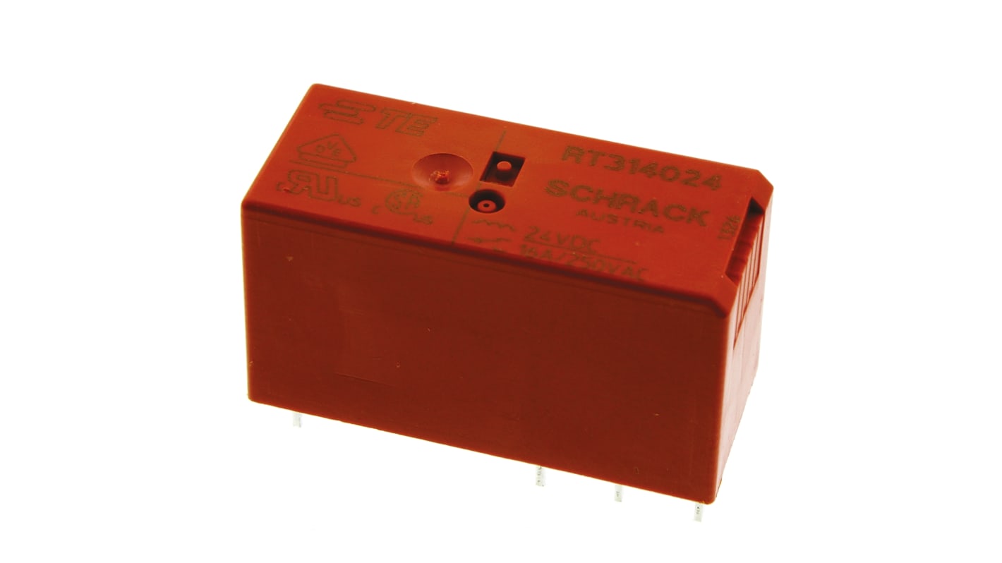 TE Connectivity PCB Mount Power Relay, 24V dc Coil, 16A Switching Current, SPDT