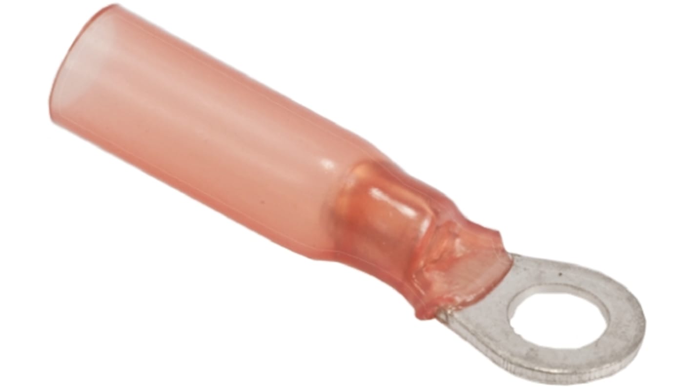 TE Connectivity, PLASTI-GRIP Insulated Ring Terminal, M6 Stud Size, 0.26mm² to 1.65mm² Wire Size, Red