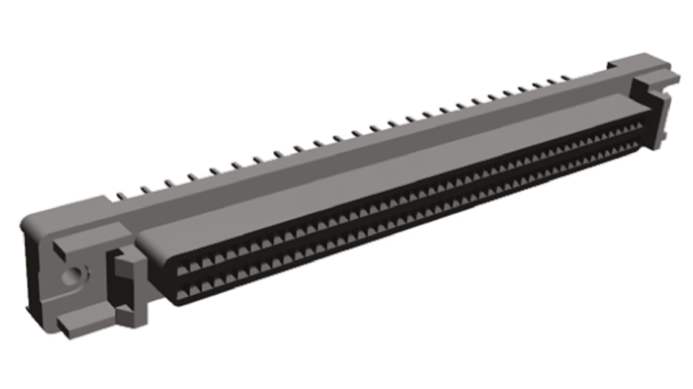 TE Connectivity Amplimite .050 III 100 Way Through Hole D-sub Connector Socket, 2.54mm Pitch, with Rails and Latchblocks