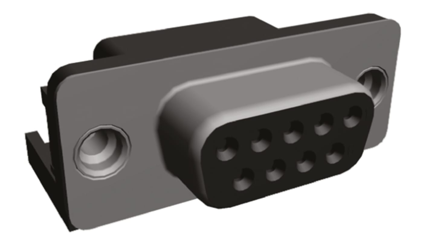 TE Connectivity 9 Way Right Angle Through Hole PCB D-sub Connector Socket, 2.77mm Pitch