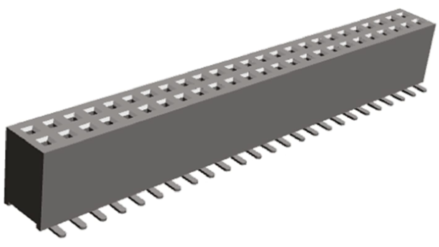 HARWIN Straight Surface Mount PCB Socket, 50-Contact, 2-Row, 1.27mm Pitch, Solder Termination