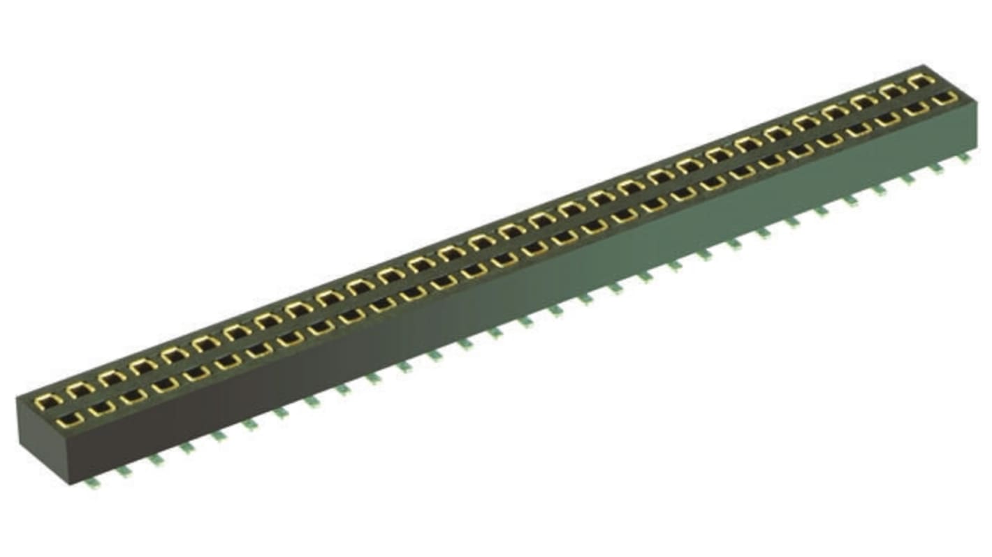 HARWIN Straight Surface Mount PCB Socket, 50-Contact, 2-Row, 1.27mm Pitch, Solder Termination