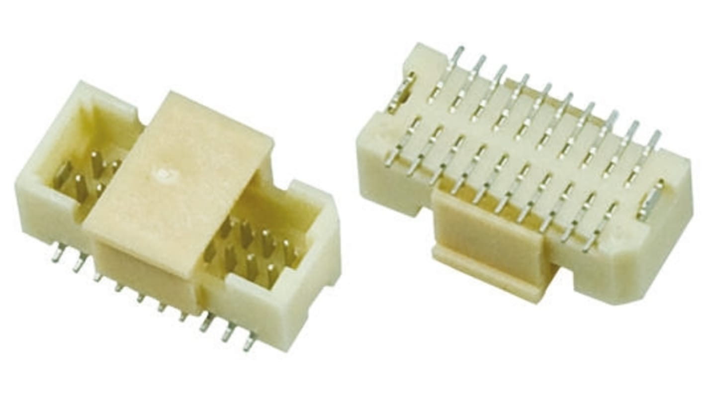 HARWIN 20p双排排针 直向线对板连接器, 1.0mm间距, 1.0A, 50.0 V, SMT安装, M40系列