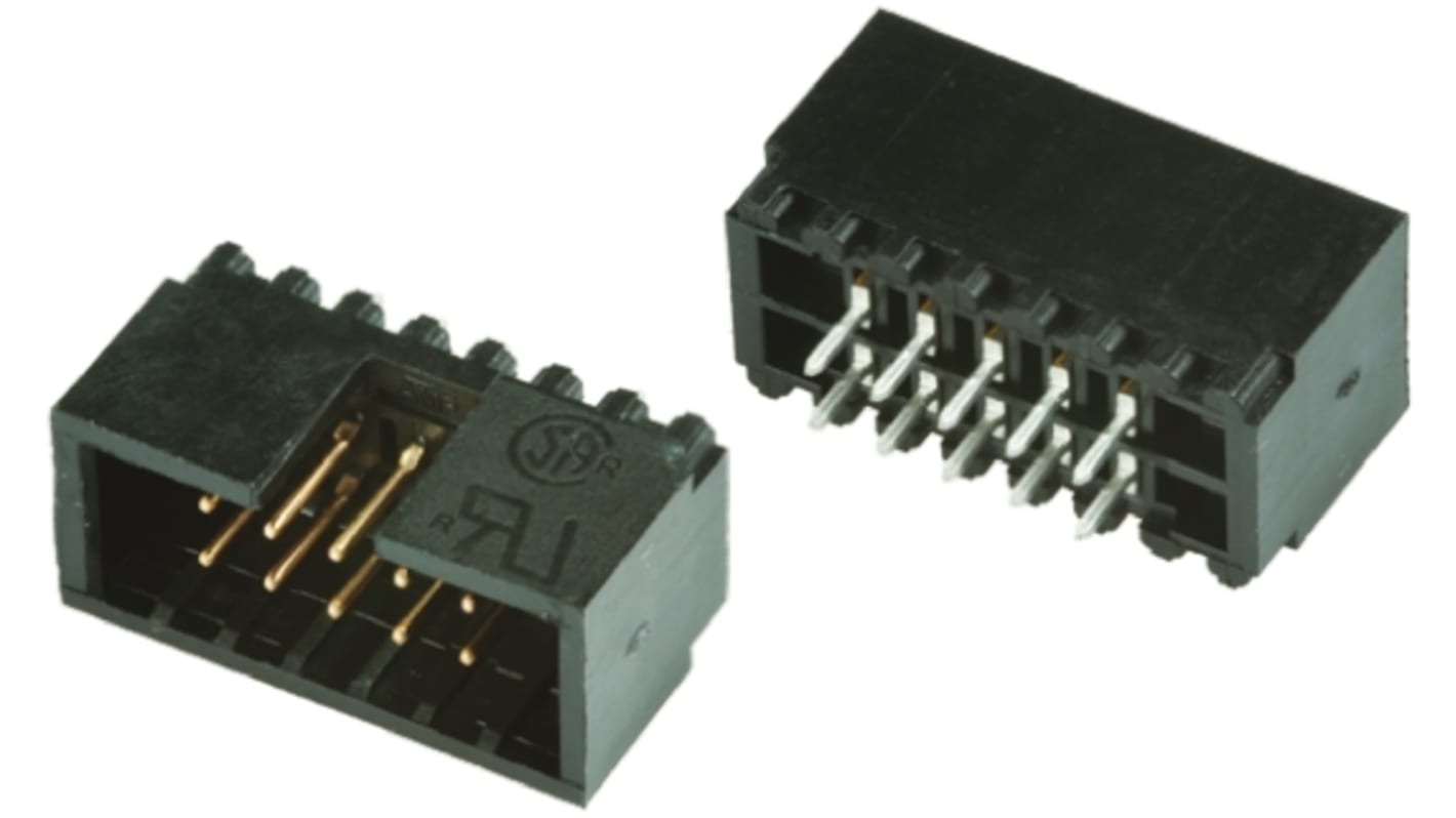 TE Connectivity 34p双排排针 直向线对板连接器, 2.54mm间距, THT安装, AMP-LATCH系列