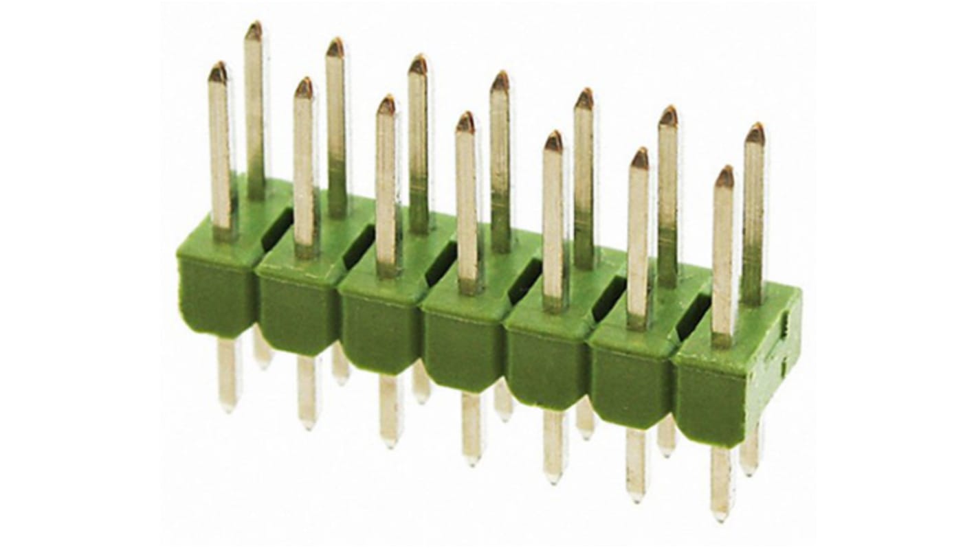 TE Connectivity 14p双排排针 直向板对板, 线对板连接器, 2.54mm间距, 3.0A, THT安装, AMPMODU MOD II系列