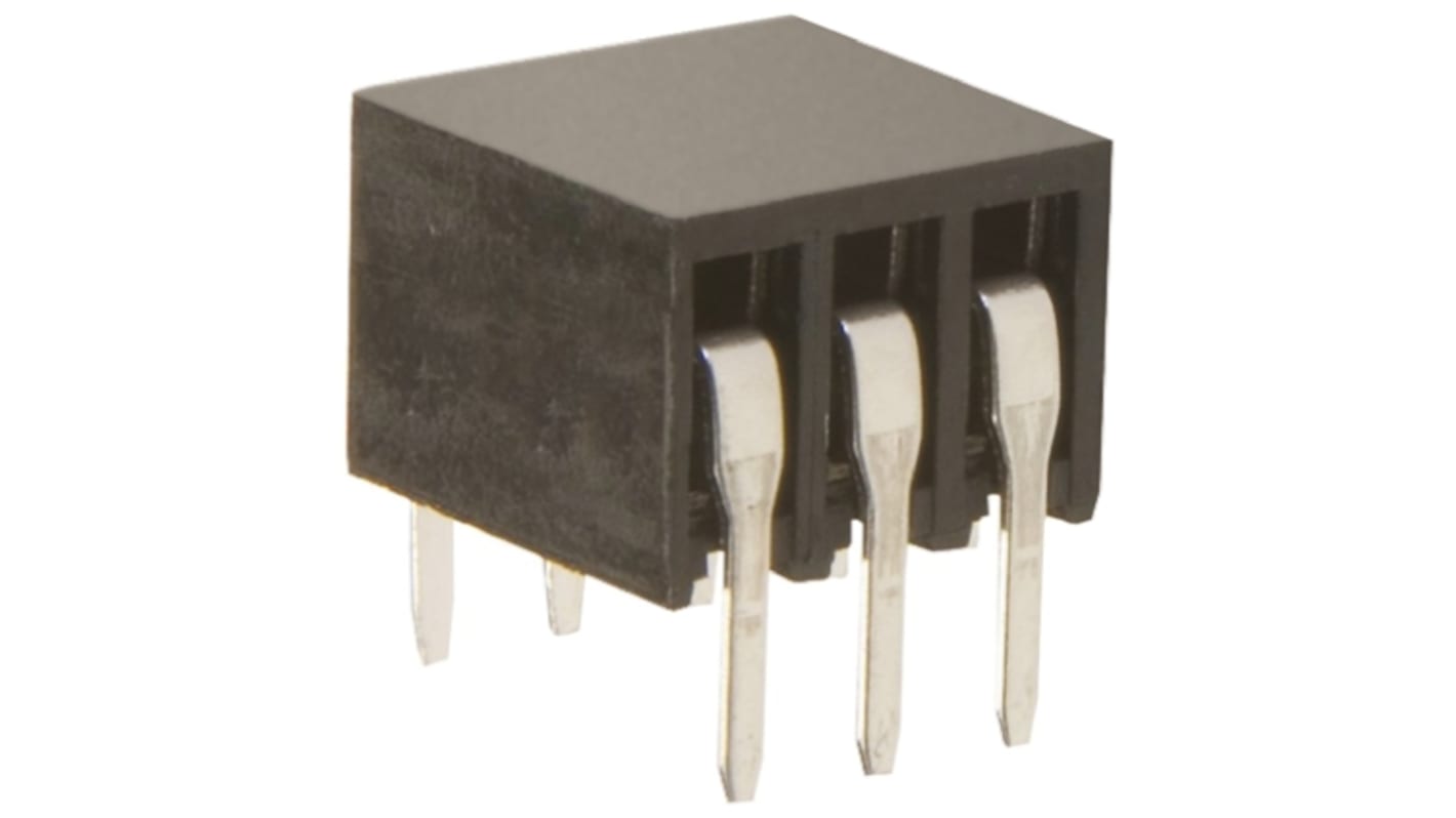 HARWIN Right Angle Through Hole Mount PCB Socket, 6-Contact, 2-Row, 2.54mm Pitch, Solder Termination