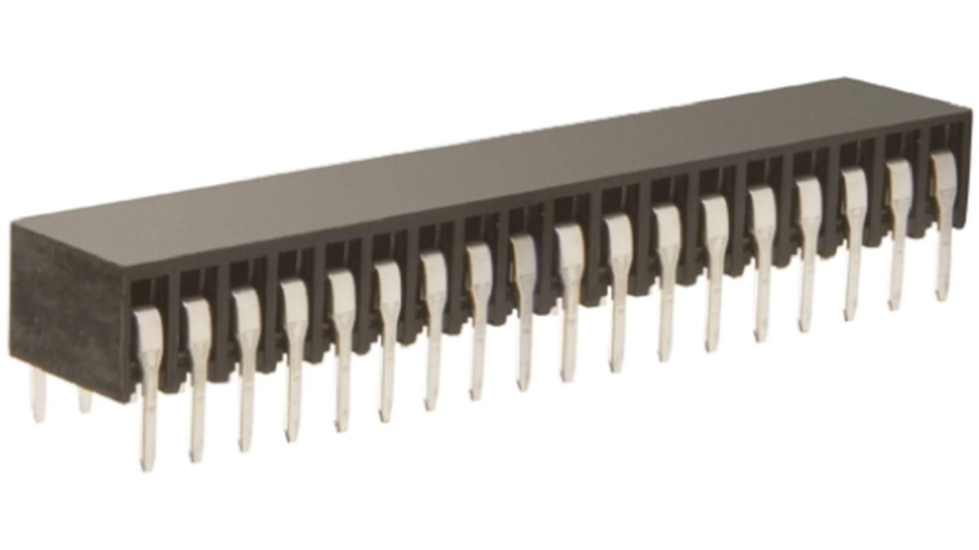 HARWIN Right Angle Through Hole Mount PCB Socket, 40-Contact, 2-Row, 2.54mm Pitch, Solder Termination