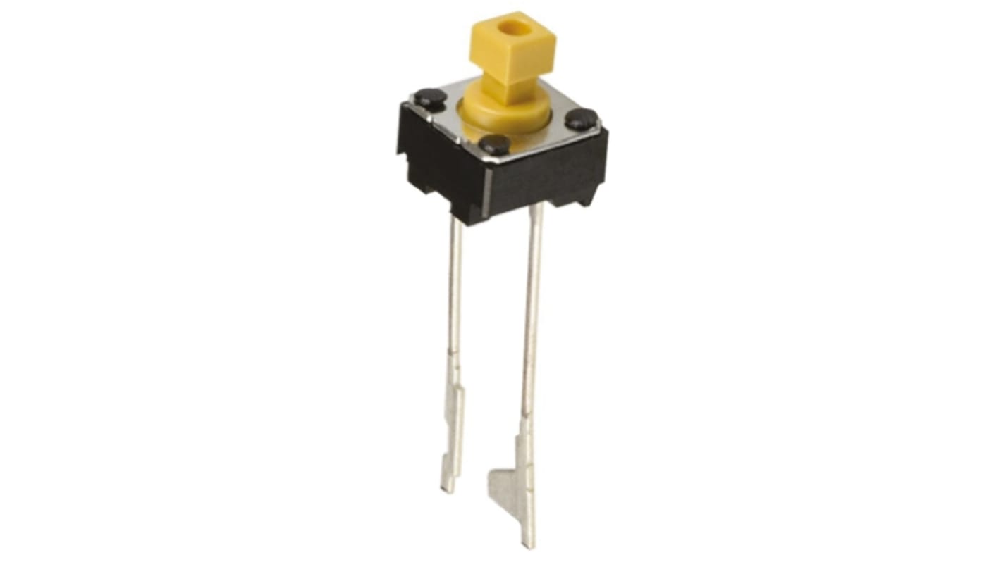 Omron Yellow Plunger Tactile Switch, SPST 50 mA @ 24 V dc 3mm Through Hole