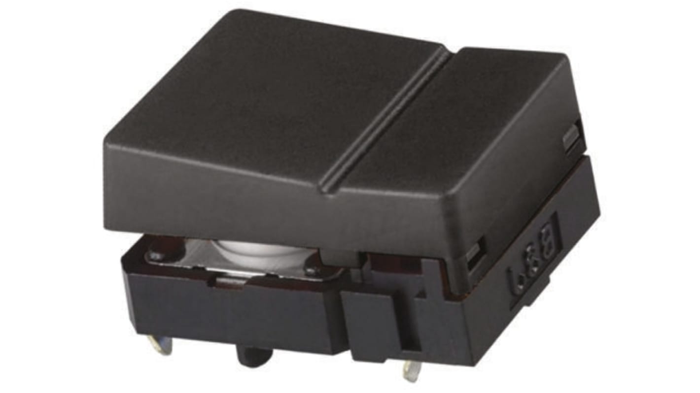 Érintőkapcsoló Fekete, Gomb, SPST, 50 mA 24 V DC esetén, 6.8mm, Átmenő furat