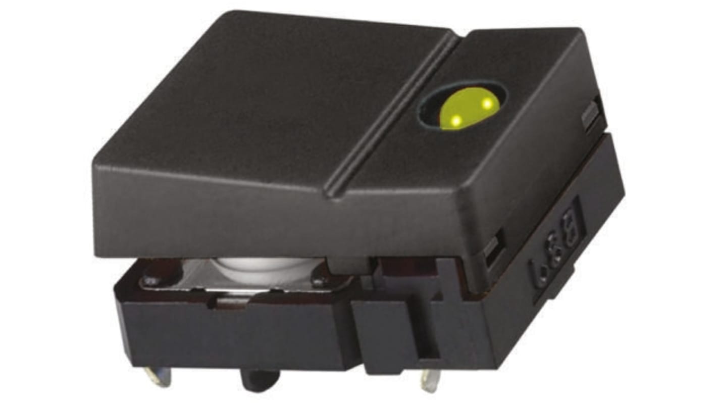 Black Button Tactile Switch, SPST 50 mA @ 24 V dc 6.8mm