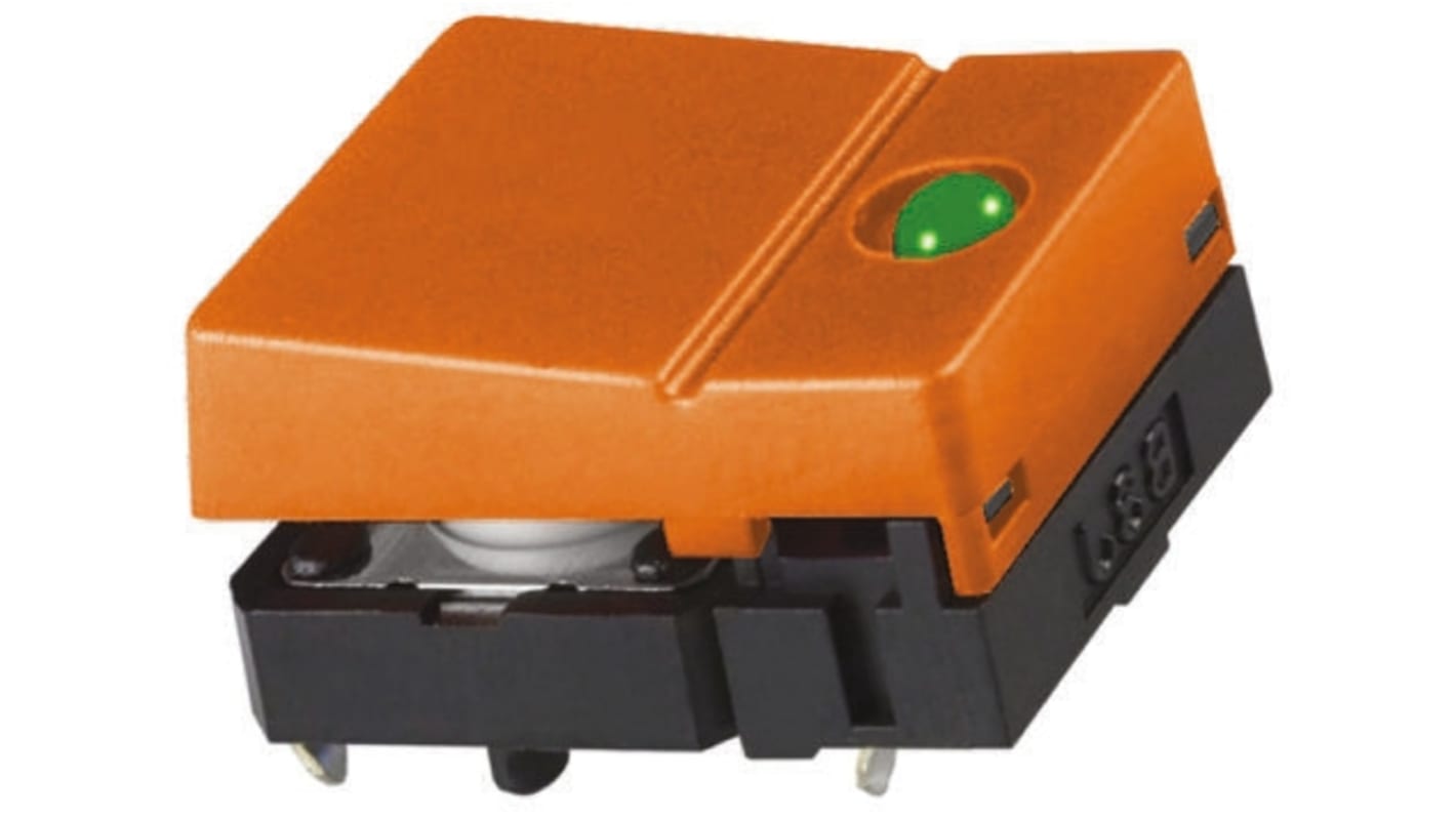 Orange Button Tactile Switch, SPST 50 mA @ 24 V dc 6.8mm
