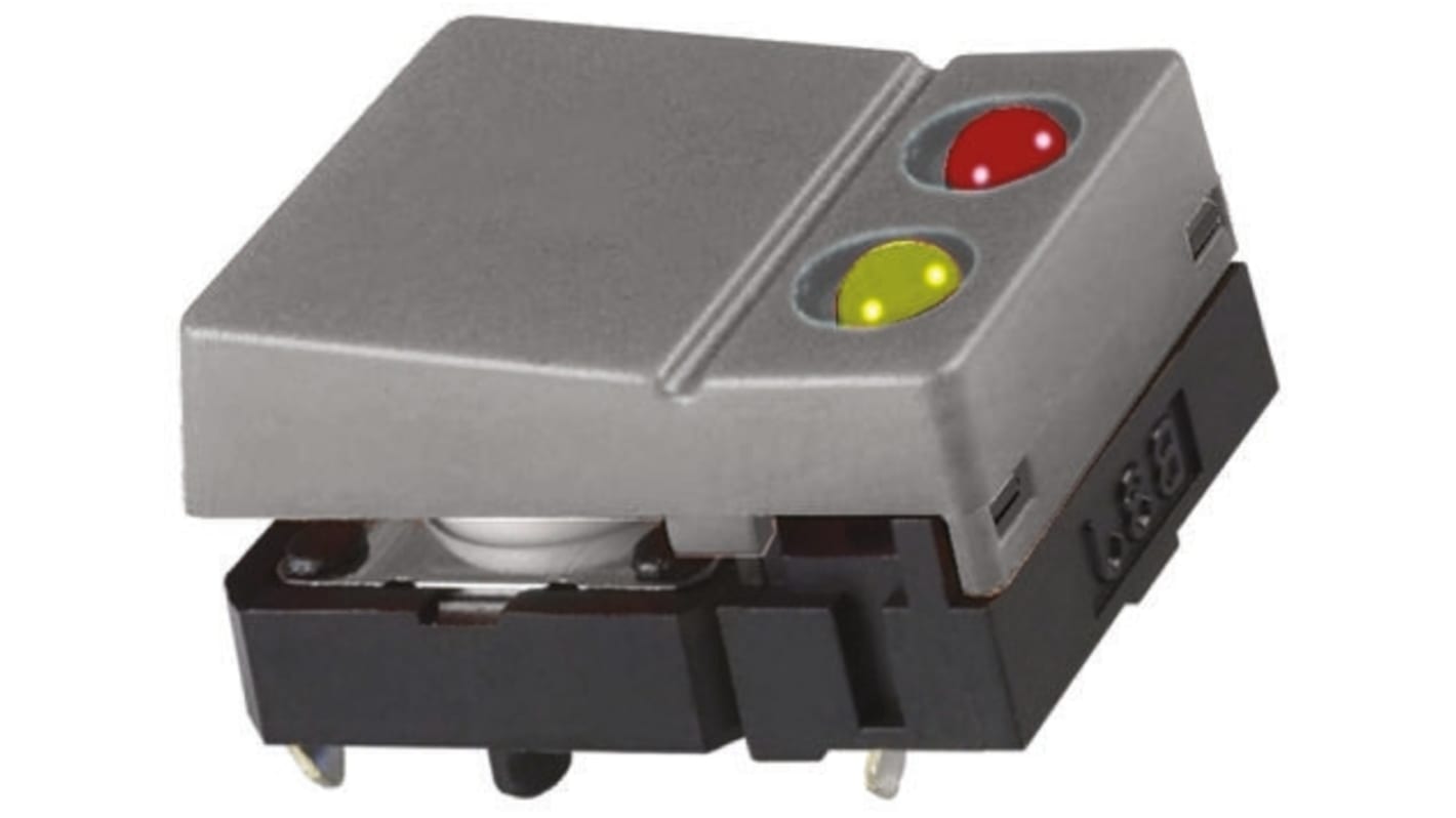 Grey Button Tactile Switch, SPST 50 mA @ 24 V dc 6.8mm