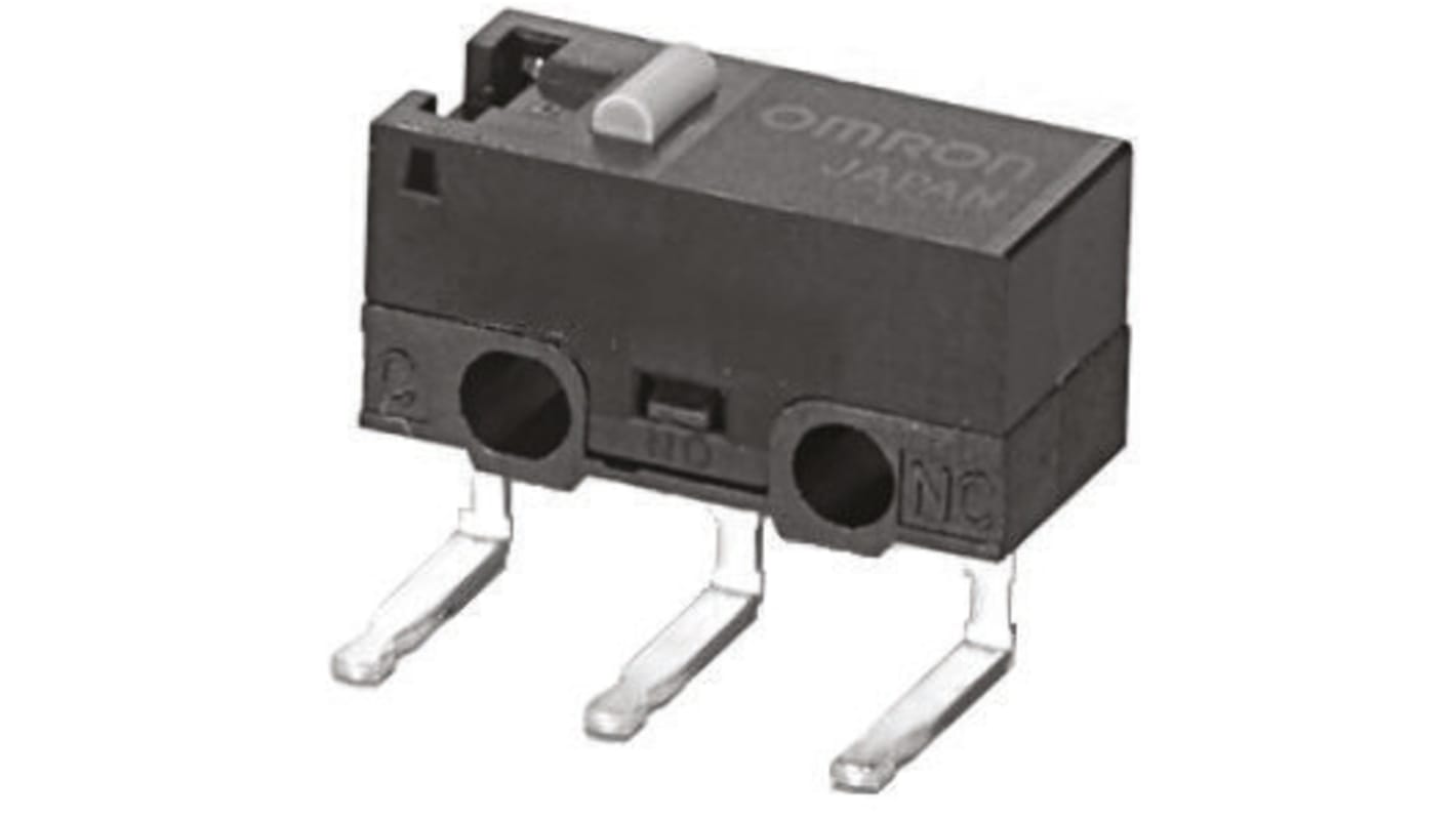 Omron Mikroschalter Stift Stößel-Betätiger Linkswinklige Leiterplatte, 3 A @ 125 V AC, SPDT IP 40 1,47 N -25°C - +65°C