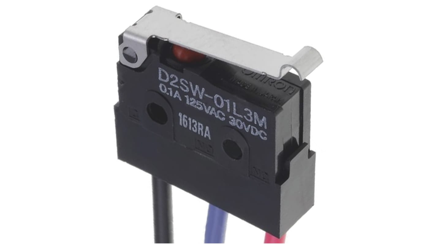 Microinterruttore, Omron, SPDT, 3 A a 30 V c.c., IP67, pre-cablato