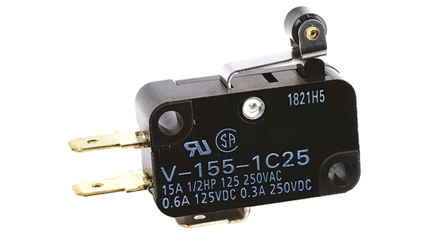 Łącznik Micro z krótką dźwignią z rolką Omron SPDT IP40