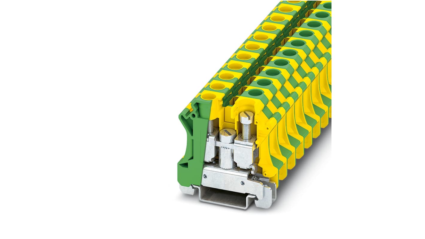 Phoenix Contact Schutzleiterklemme, UTI 16-PE, 2-polig, Schrauben-Anschluss, 10 → 4 AWG, Grün/Gelb