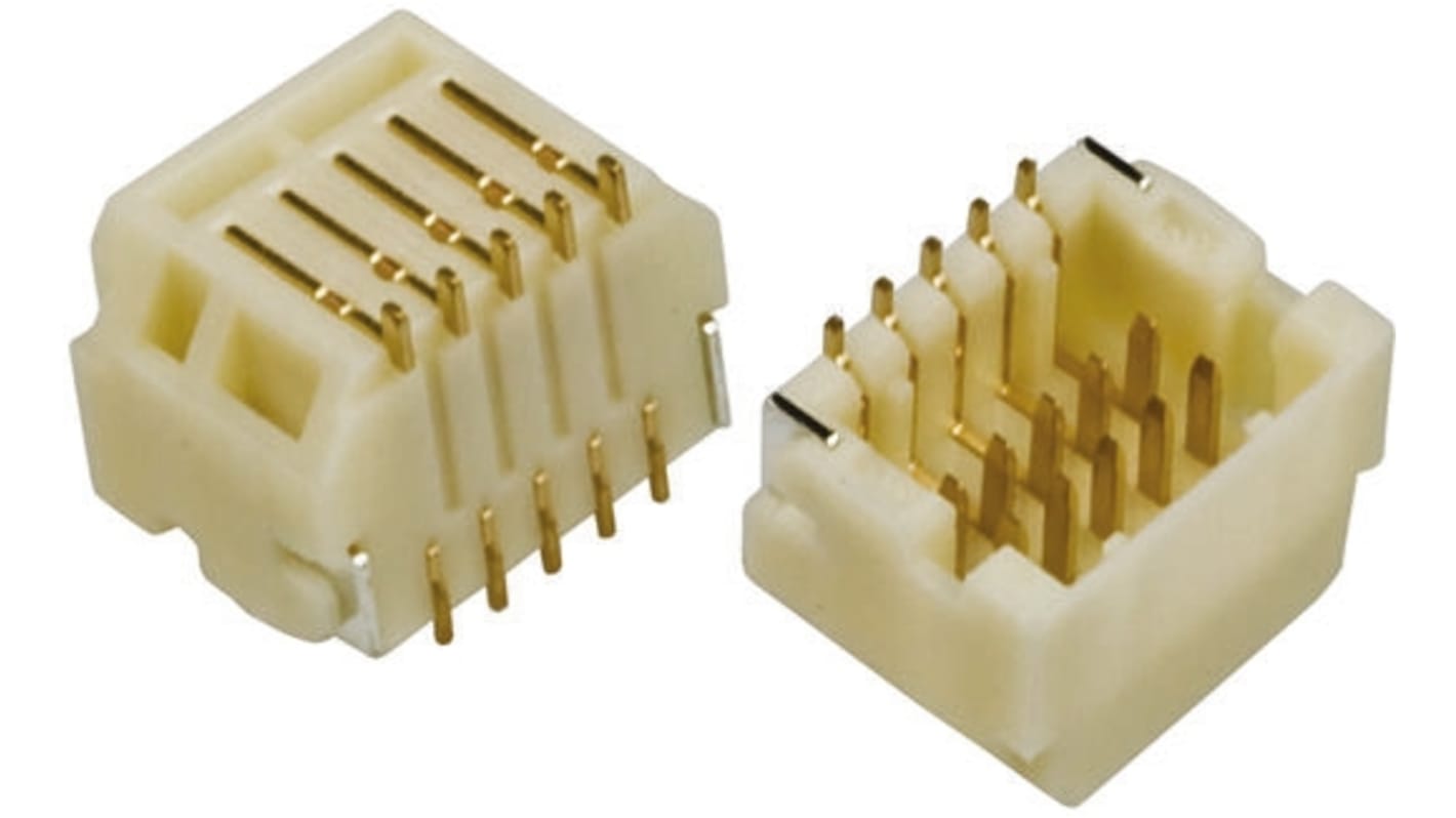 Conector macho para PCB Ángulo de 90° Hirose serie DF20 de 10 vías, 2 filas, paso 1.0mm, para soldar, Montaje