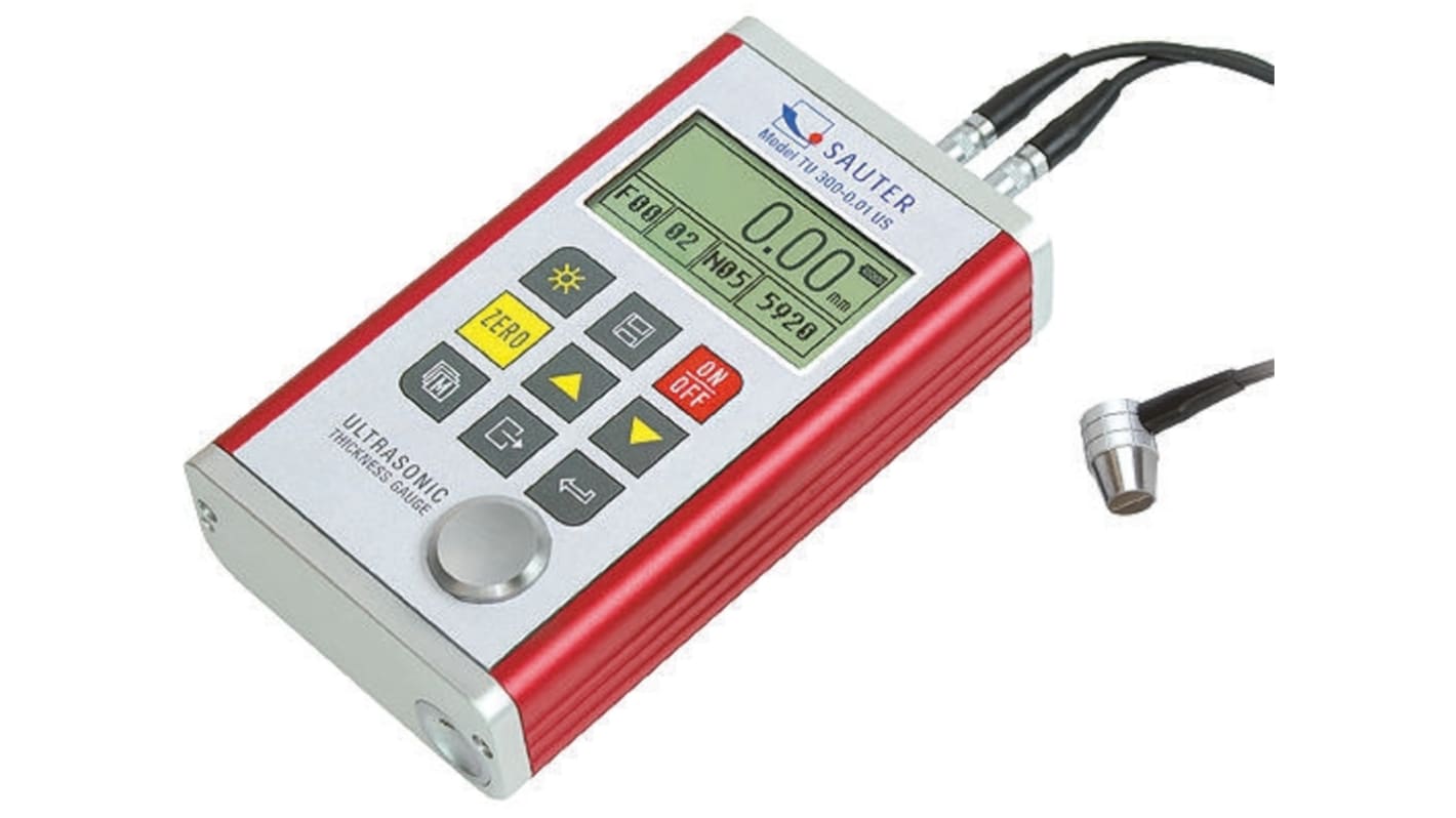 Sauter TU 230-0.01 US Thickness Meter, 1.2mm - 230mm, ±0.5 % Accuracy, 0.01 mm Resolution, Digital Display