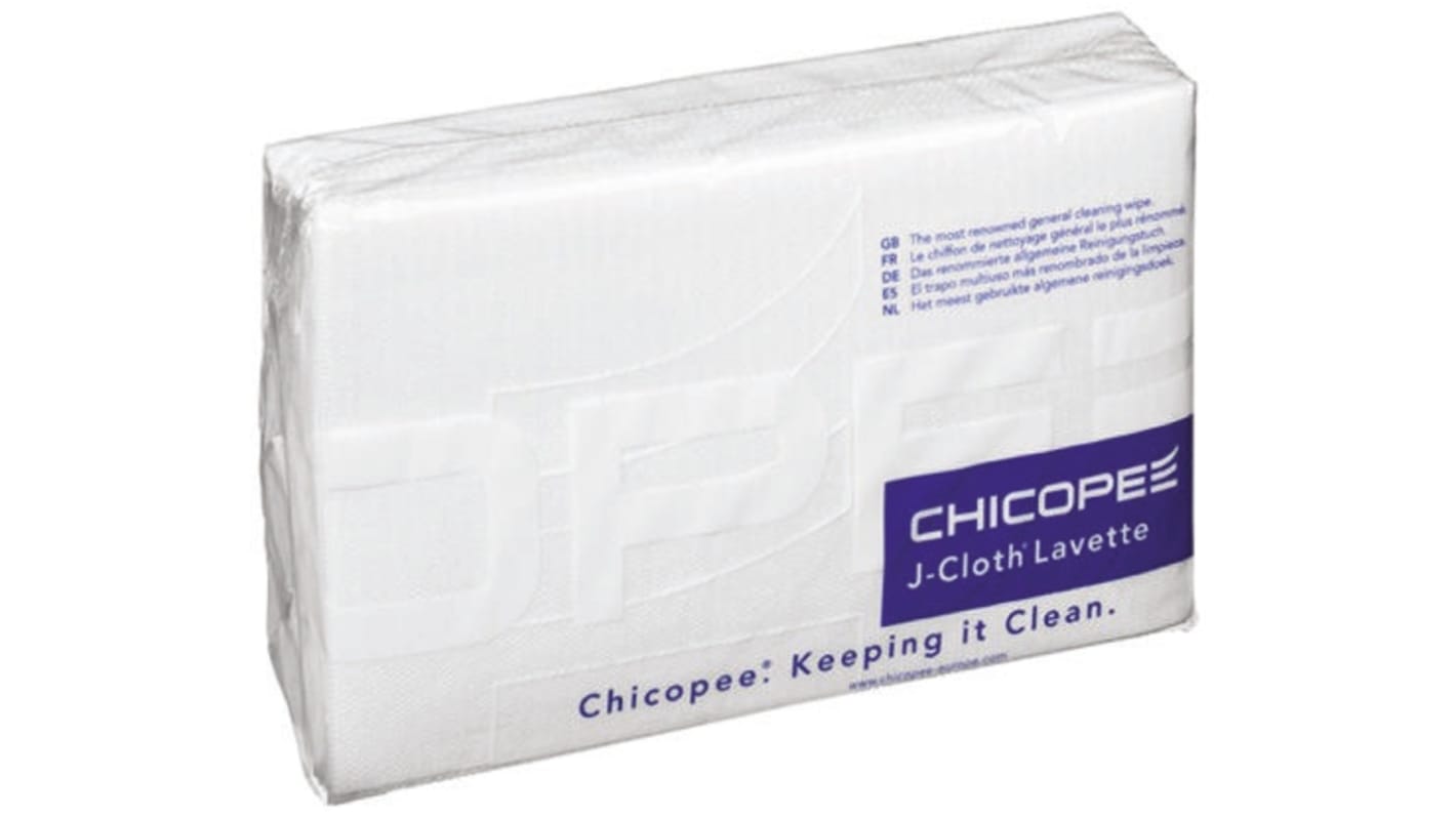 Chicopee J-Cloth Lavette White Cloths for Dirt, Dust, Spillage, Surface Cleaning, Pack of 50, 610 x 360mm