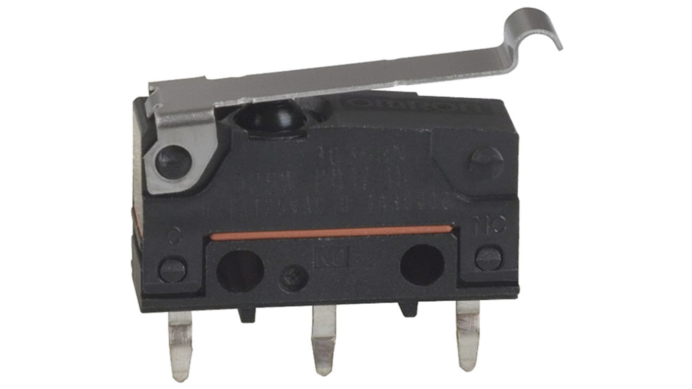 Omron Simulated Roller Lever Micro Switch, PCB Terminal, 2 A @ 250 V ac, SPDT, IP67