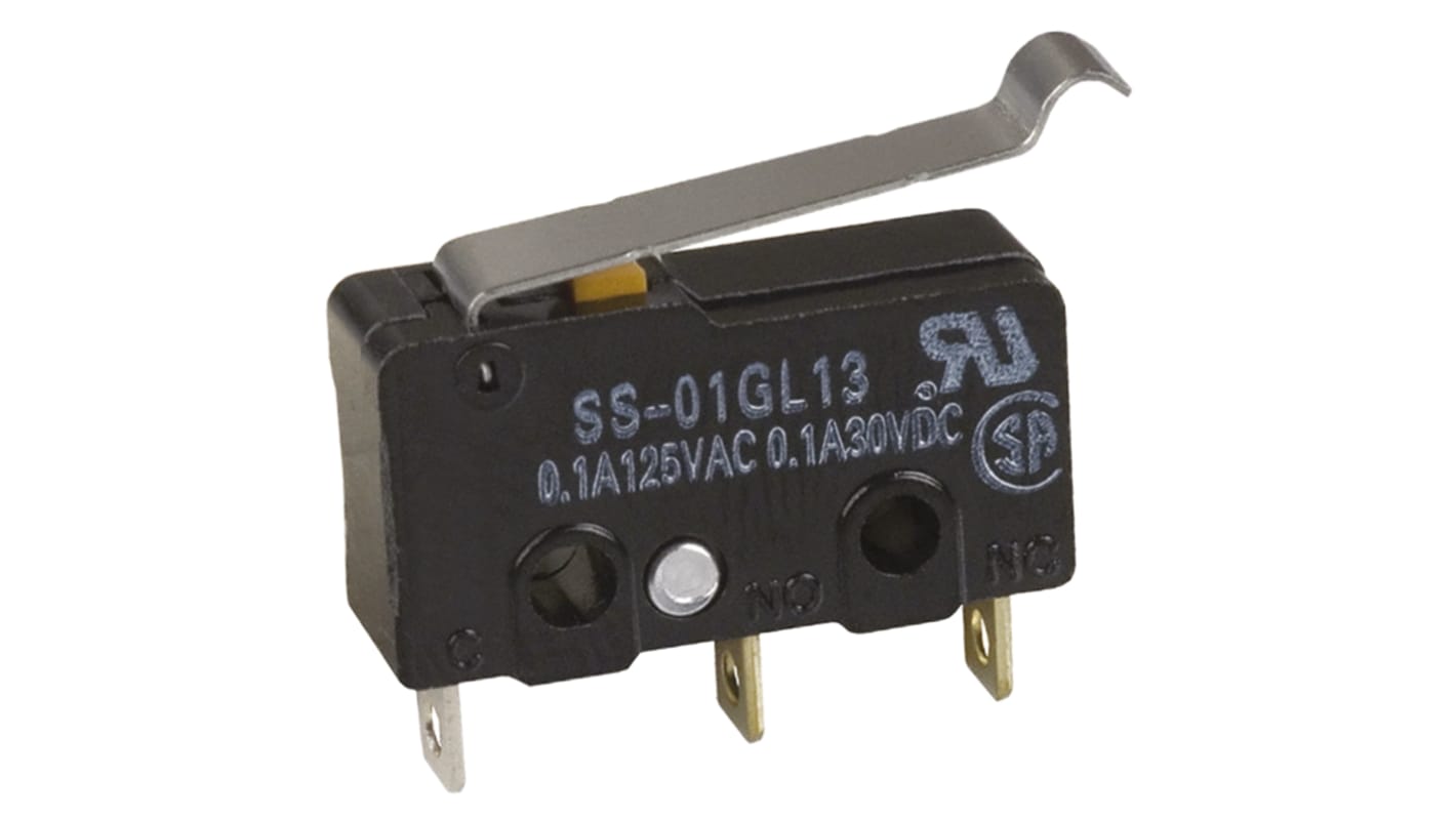 Omron Simulated Roller Lever Micro Switch, Solder Terminal, 10.1 A @ 250 V ac, SPDT, IP40