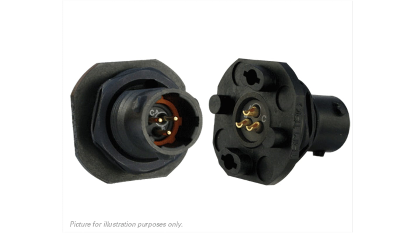 Souriau Connector, 3 Contacts, Panel Mount, Plug, Male, IP68, IP69K, UTS Series